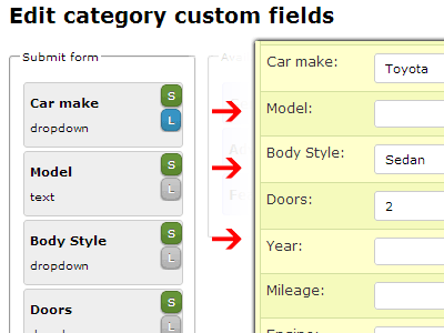 Custom fields for classified ads website. Add custom fields, make searchable.