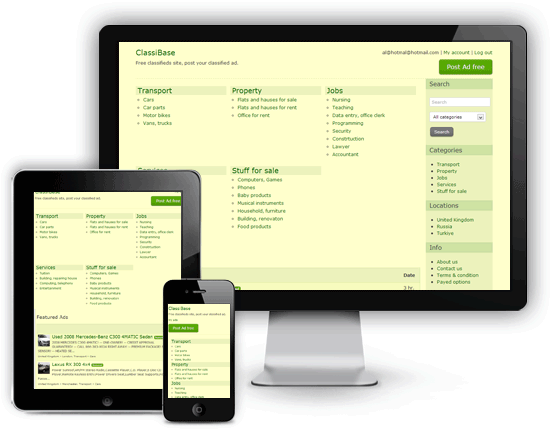 Responsive classifieds script, online classifieds software.