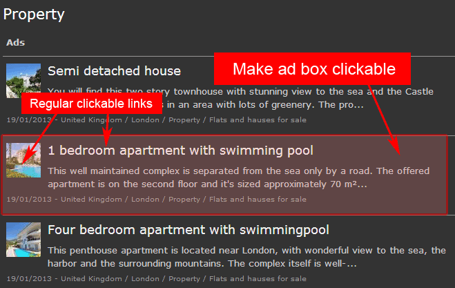 How to make ad box clickable