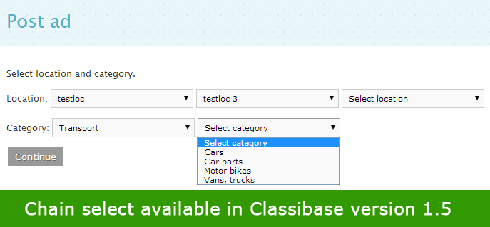 Classibase version 1.5 - Chain Select