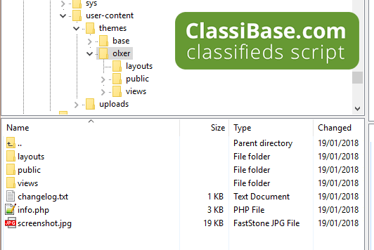 classifieds theme contents