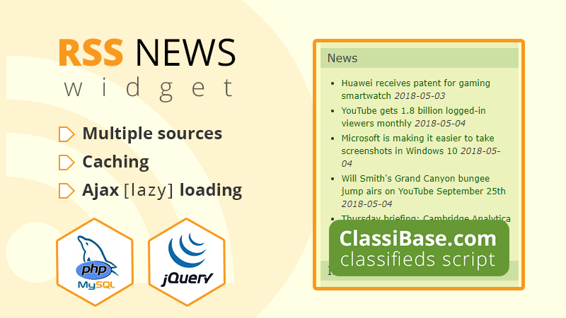 RSS news feed in widget, with complete PHP source code